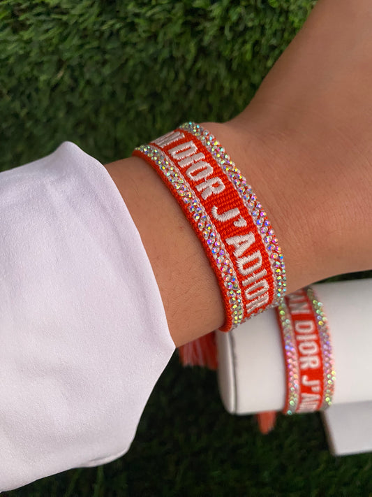 Dahlia red-orange Woven Bracelet