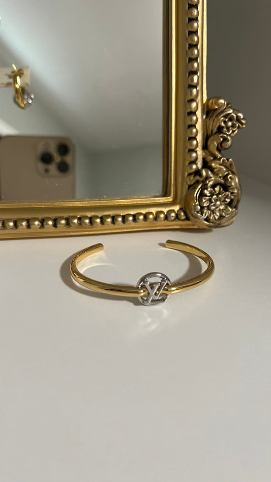 Luna gold and silver cuff bangle