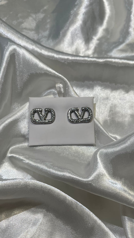 Valentína Silver earrings with rhinestones